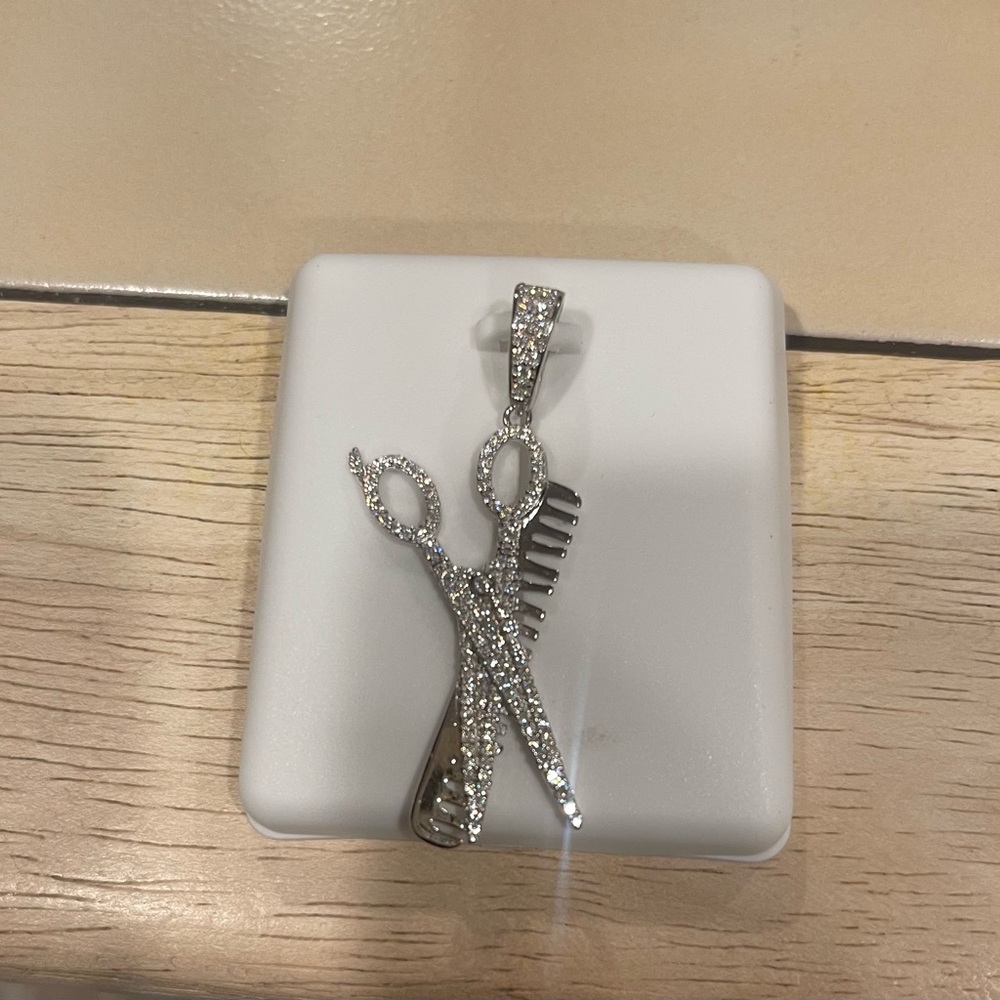 Silver Scissors and Comb Pendant